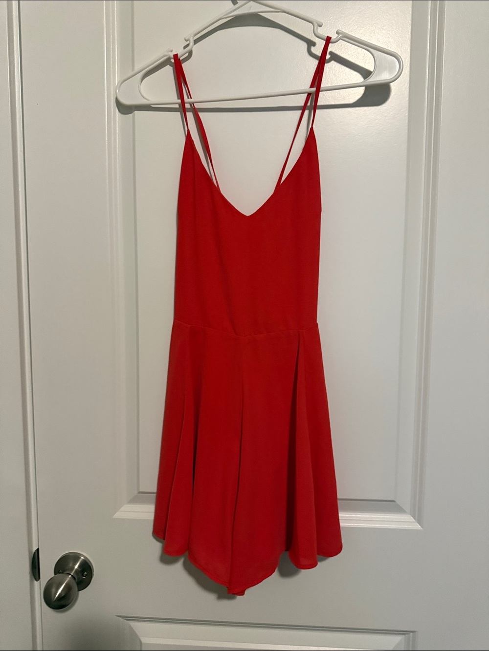 Express Orange Spaghetti-Strap Romper Dress